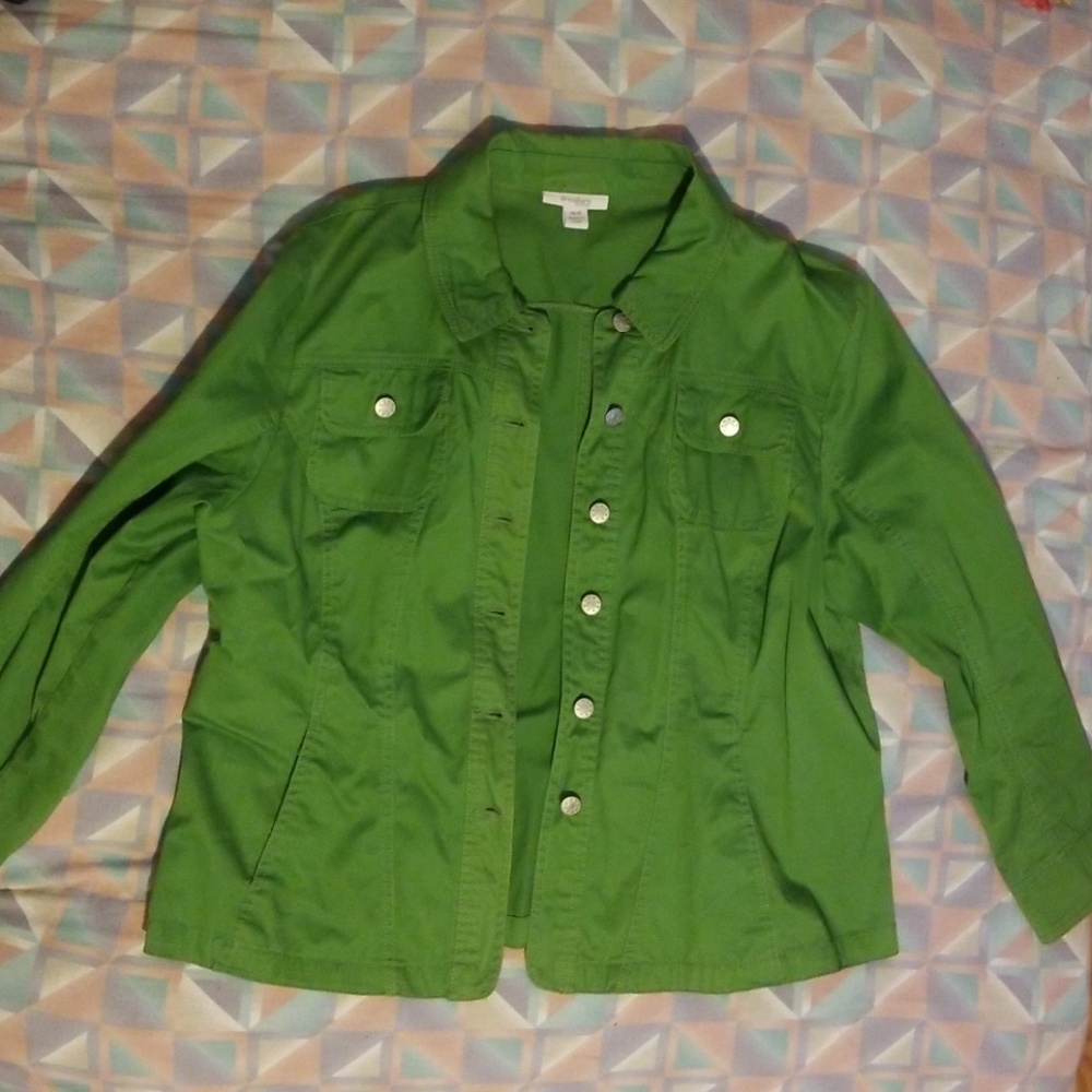 Green button up jacket